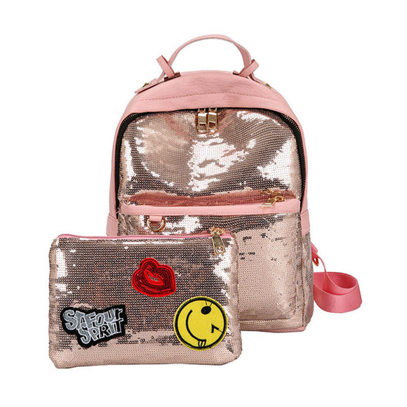 2 Pcs/Set Sequins Backpack